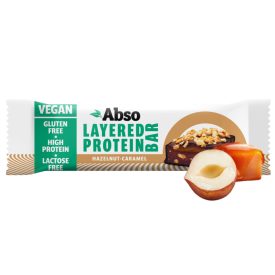   Abso Layered Protein Bar 50 g - Mogyorókrémes-karamellás ízű vegán fehérjeszelet