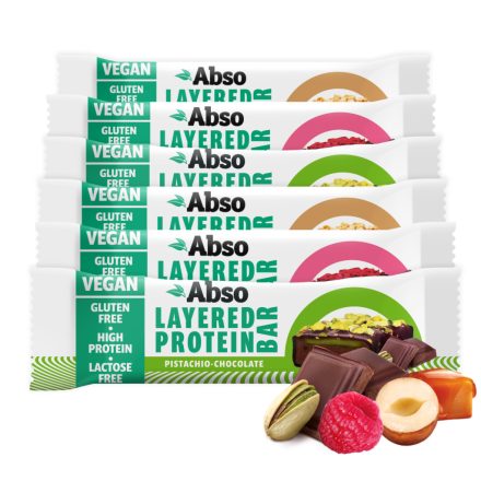 Abso Layered Protein Bar Kínáló (15db x 50 g) - MIX vegán fehérjeszelet